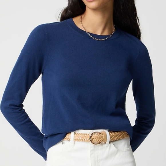 NWT J. Crew Teddie Sweater Classic Navy Long Sleeve Sweater Large - Picture 1 of 9